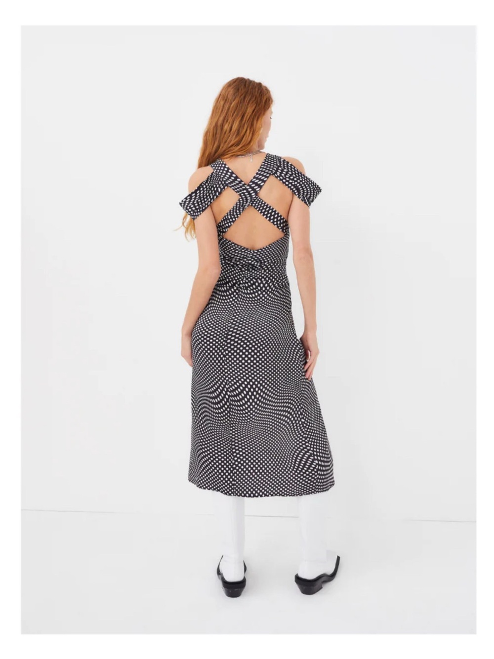 FOR LOVE AND LEMONS - Beth Midi Dress, Size XS-M, black+white dot, Dry Cleaned. - Picture 9 of 11